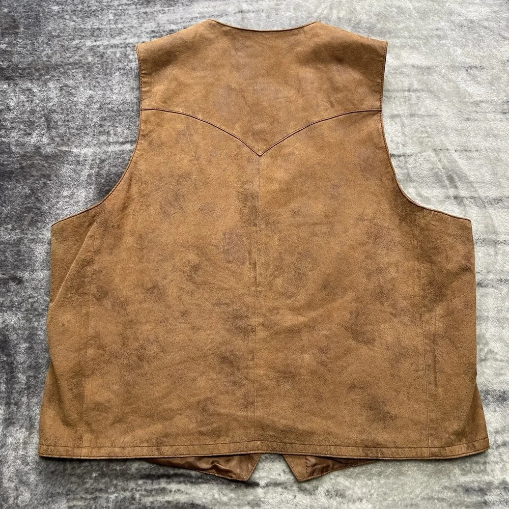 Scully Men's Distressed Leather Vest Size 48 Western Cowboy Button Front Brown